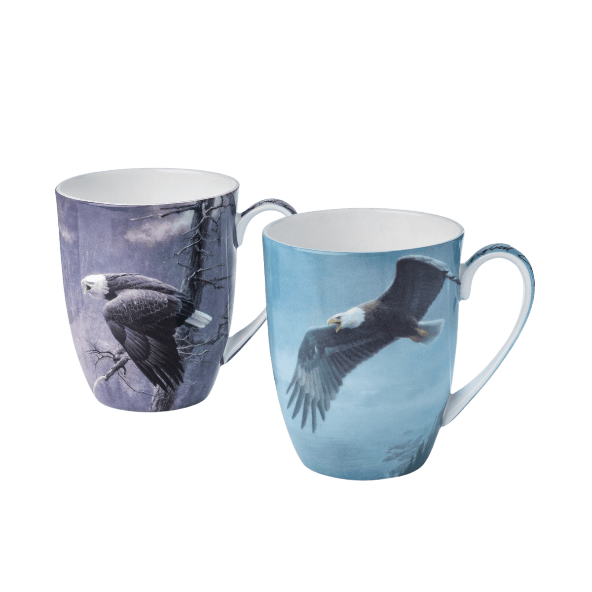 Robert Bateman Eagles mug pair fine bone china 12.5 oz (375 ml) McIntosh Mugs front view, handle right