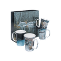 Robert Bateman wolf mug set Wolf On the Trail Water’s Edge Wading Wolves Clear Night-Wolves fine bone china 11 oz (325 ml) McIntosh Mugs front view