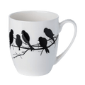 Birds on Branch Silhouette Latte mug in fine bone china, 12.5 oz (375 ml), front view, handle right