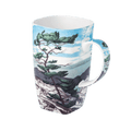 White Pine A.J. Casson Grande mug fine bone china 19.6 oz featuring Group of Seven Canadian landscape painting, front view handle right