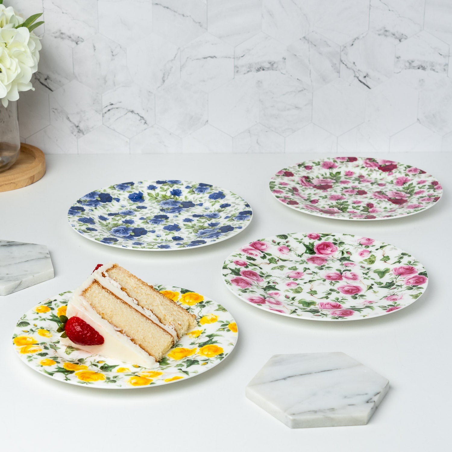 Chintz set of Four Dessert Plates