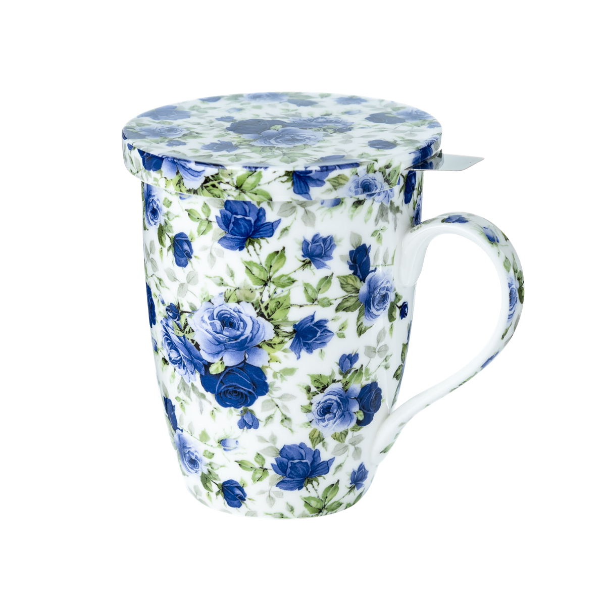 Chintz Dark Blue Roses Tea Mug w/ Infuser and Lid | NEW for 2024 - McIntosh Shop