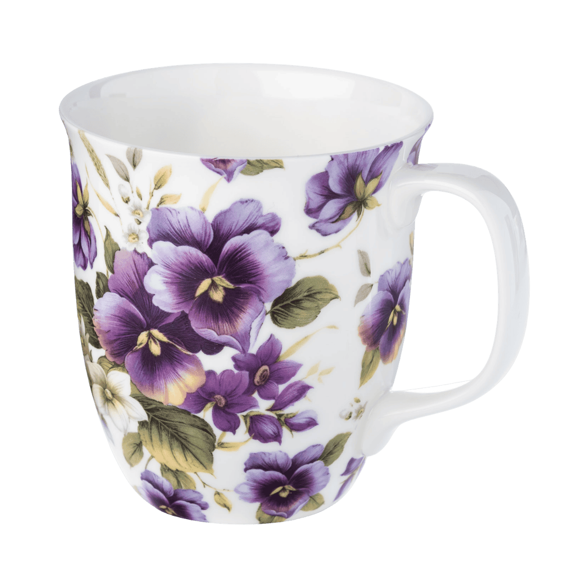 Chintz Purple Pansies Java Mug size guide in fine bone china, 375 ml (12.5 oz) capacity, 4 in height