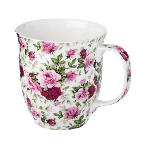Chintz Red & Pink Roses Java Mug size guide in fine bone china, 375 ml (12.5 oz) capacity, 4 in height