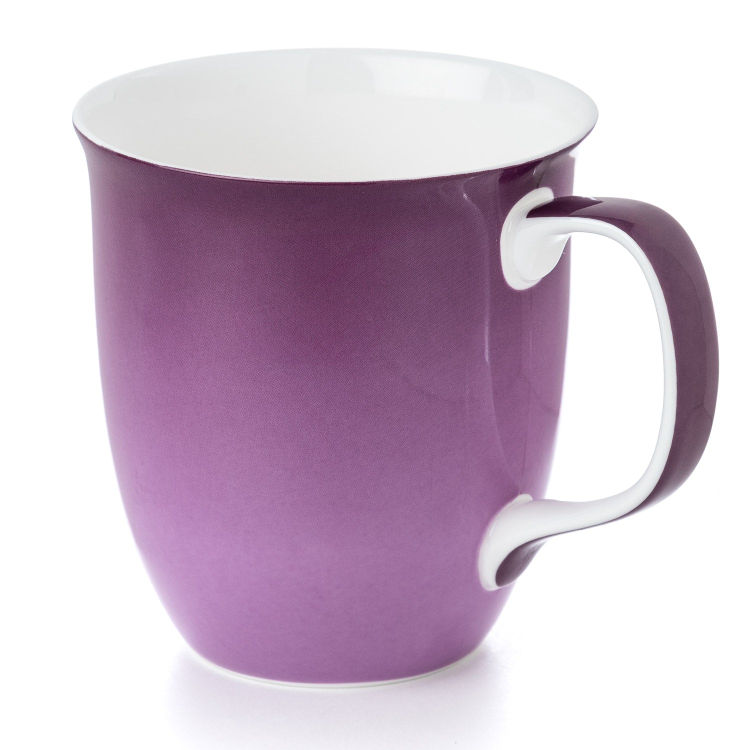 Aubergine Java Mug in fine bone china, front view, handle right