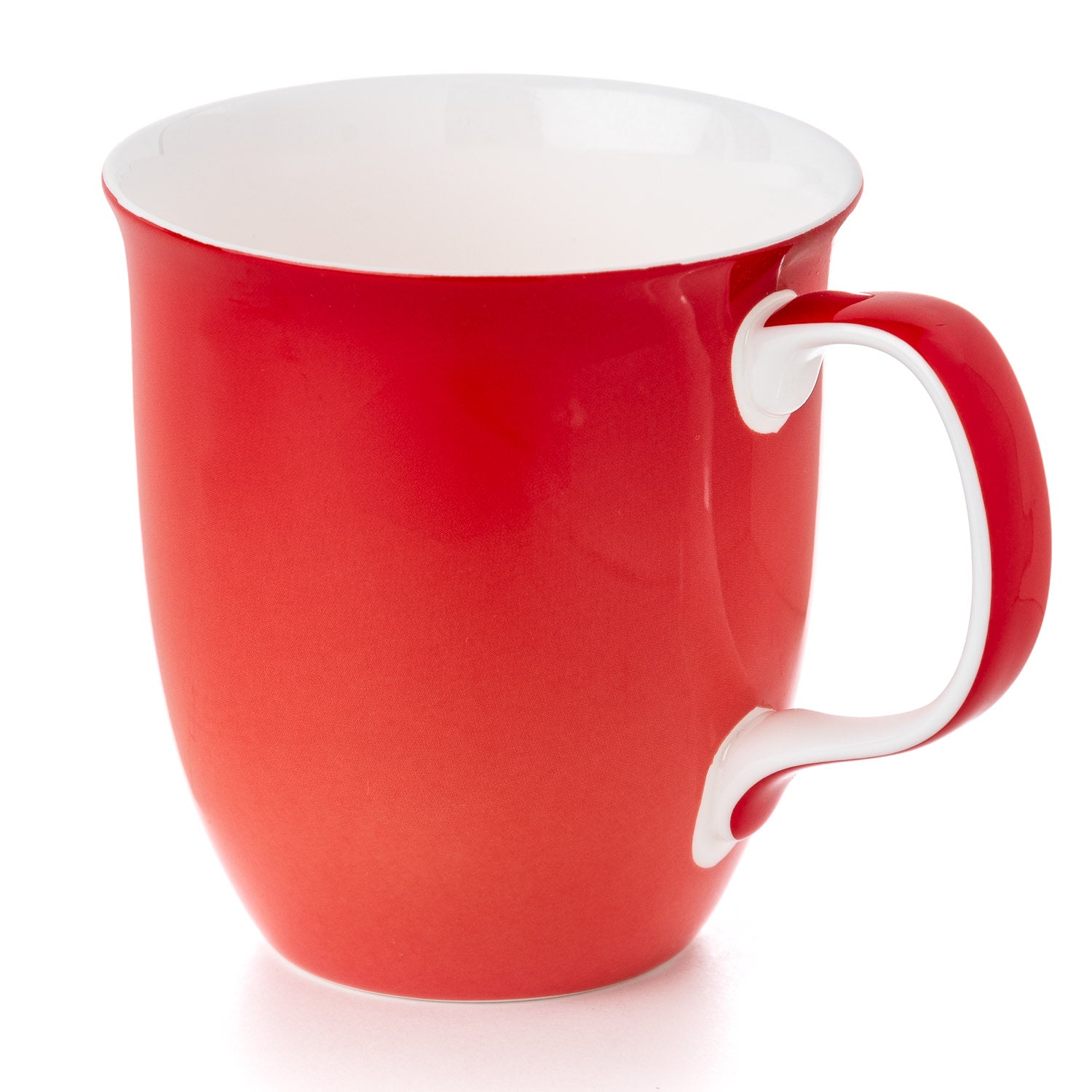 Cherry Red Java Mug in fine bone china, front view, handle right