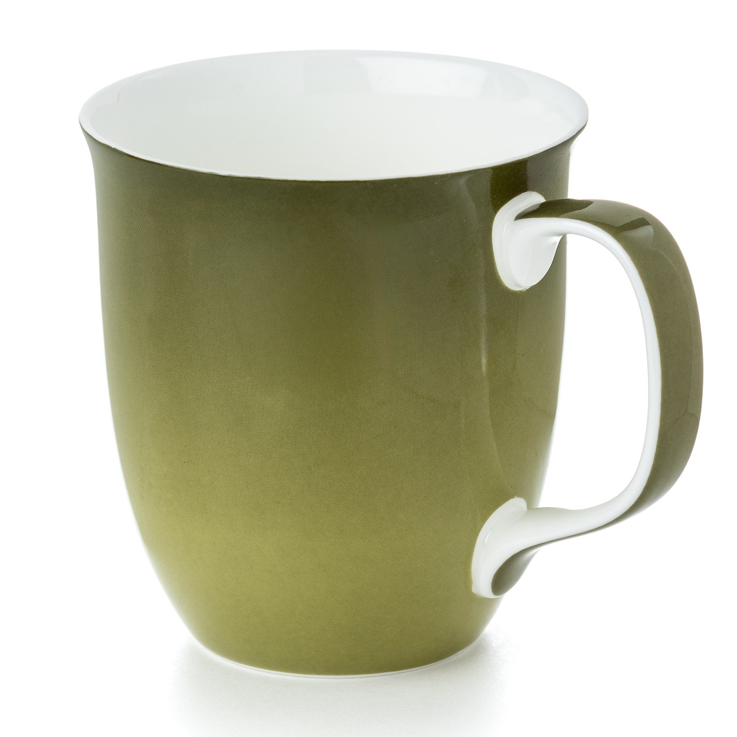 Sage Green Java Mug in fine bone china, front view, handle right