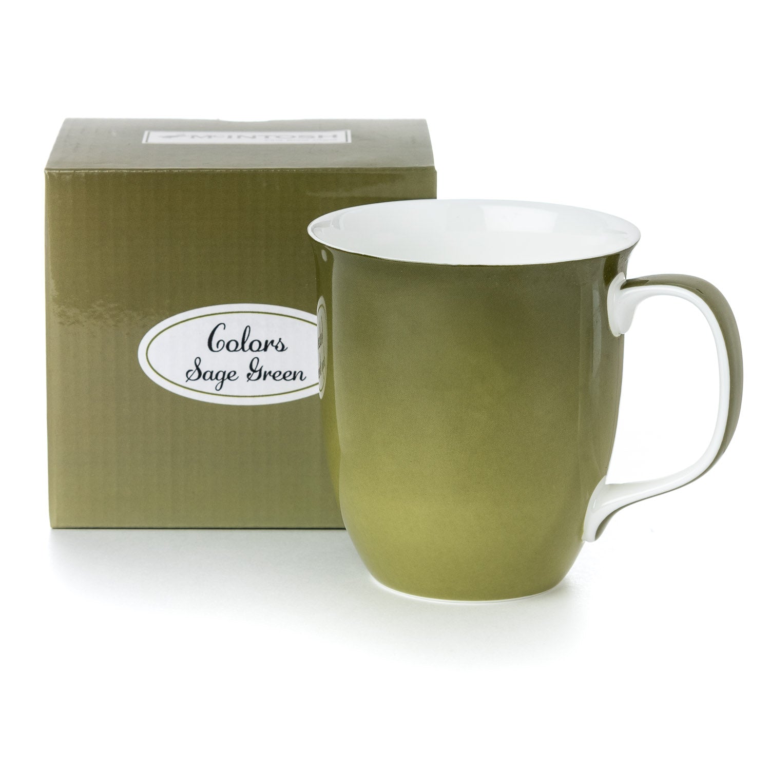 Sage Green Java Mug with matching gift box, fine bone china