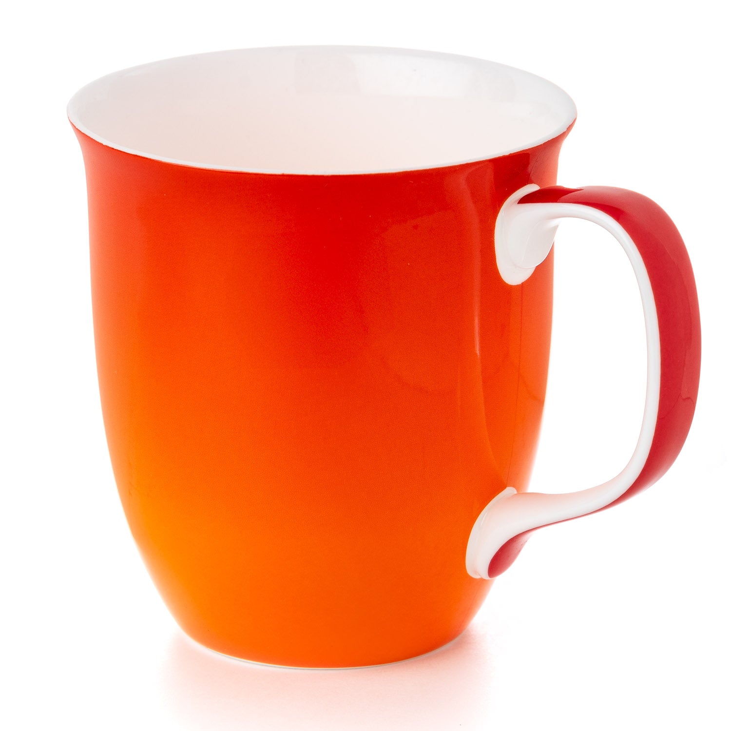 Tangerine Java Mug in fine bone china, front view, handle right
