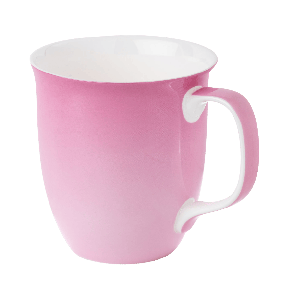 Ballerina Pink Java mug, 12.5 oz (375 ml) fine bone china coffee mug, soft pink colour, front view handle right