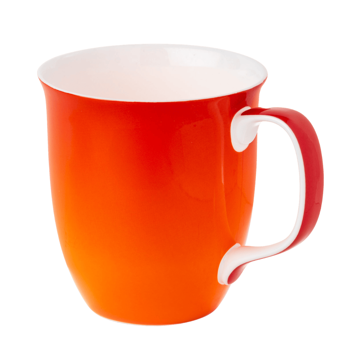 Tangerine Java mug, fine bone china coffee mug from the Colours collection, 12.5 oz, front view handle right