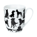 Dog Silhouette Latte mug in fine bone china, 12.5 oz (375 ml), front view, handle right