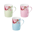 Dots and Roses Classico mug set fine bone china 12.5 oz (375 ml) McIntosh Mugs front view, handle right