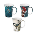 Robert Bateman bird mug set Chickadees Spring Cardinal Ruby-Throat Hummingbird fine bone china 11 oz (325 ml) McIntosh Mugs front view