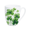 Four Leaf Clover Latte mug in fine bone china, 12.5 oz (375 ml), front view, handle right