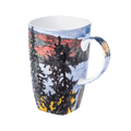 Lawren S Harris Montreal River Grande Mug, 19.6 oz (580 ml) fine bone china art mug featuring the Group of Seven painting, front view handle right