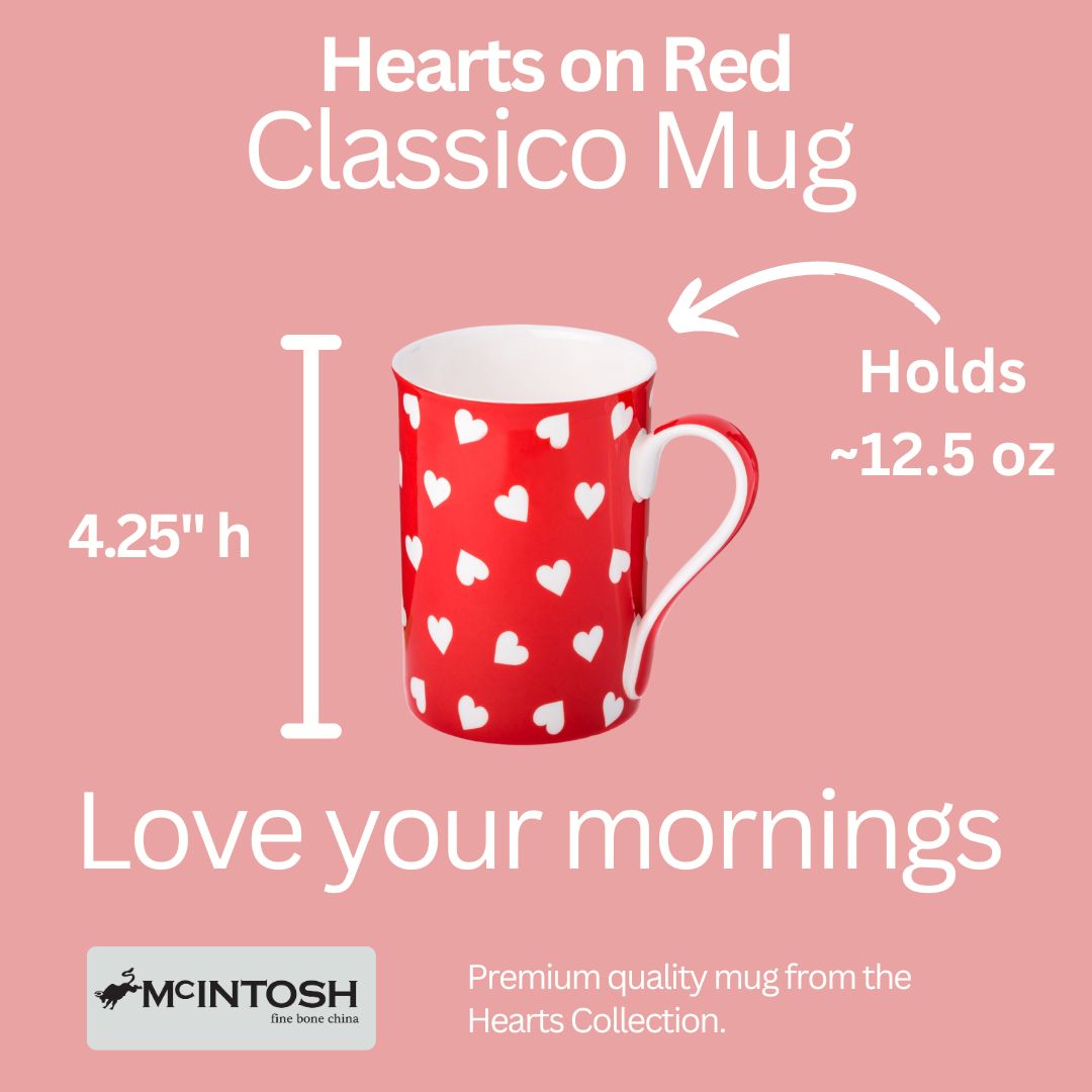 Coeurs sur rouge tasse classico