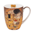The Kiss by Gustav Klimt Latte mug in fine bone china, 12.5 oz (375 ml), front view, handle right