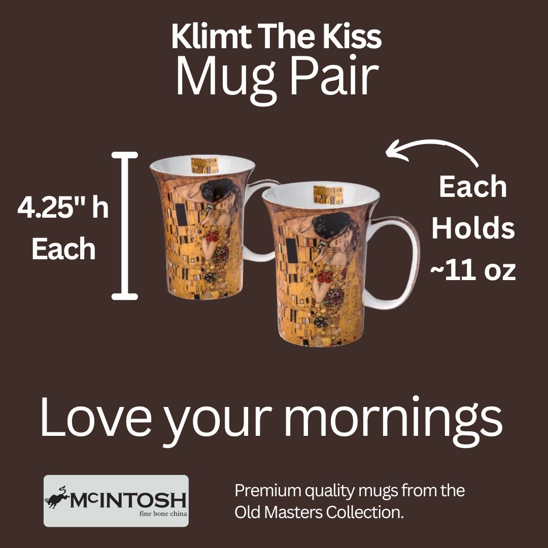 Paire de 2 tasses Klimt le baiser
