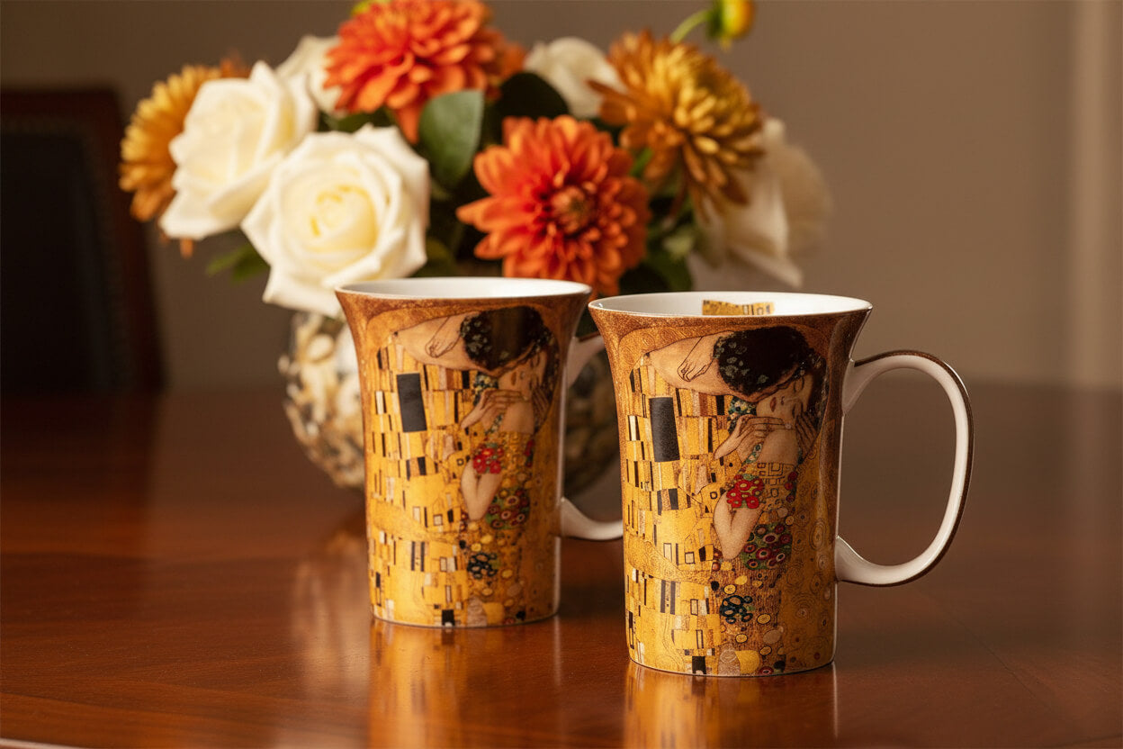 Paire de 2 tasses Klimt le baiser