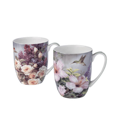 Lena Liu Hummingbird mug set fine bone china 12.5 oz (375 ml) McIntosh Mugs front view, handle right