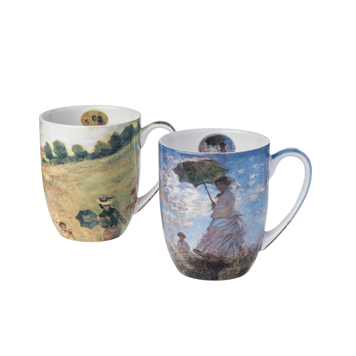 Claude Monet Scenes With Women mug pair fine bone china 12.5 oz (375 ml) McIntosh Mugs front view, handle right
