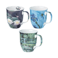 Claude Monet Java mug set Water Lilies Japanese Bridge Lilac Irises fine bone china 12.5 oz (375 ml) McIntosh Mugs front view