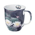 Claude Monet Water Lilies mug, fine bone china coffee mug featuring the famous painting, front view handle right