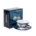 Water Lilies Claude Monet teacup and saucer fine bone china 6 oz tea cup set, front view