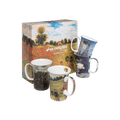 Claude Monet mug set featuring Woman with a Parasol The Artist’s Garden Water Lilies and Poppies paintings, 11 oz (325 ml) fine bone china mugs