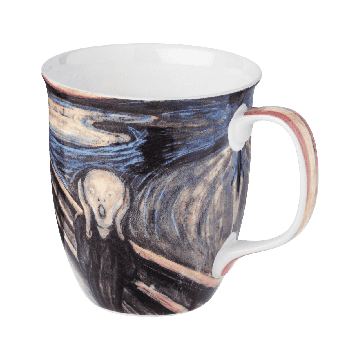 Edvard Munch The Scream Java Mug in fine bone china, front view, handle right