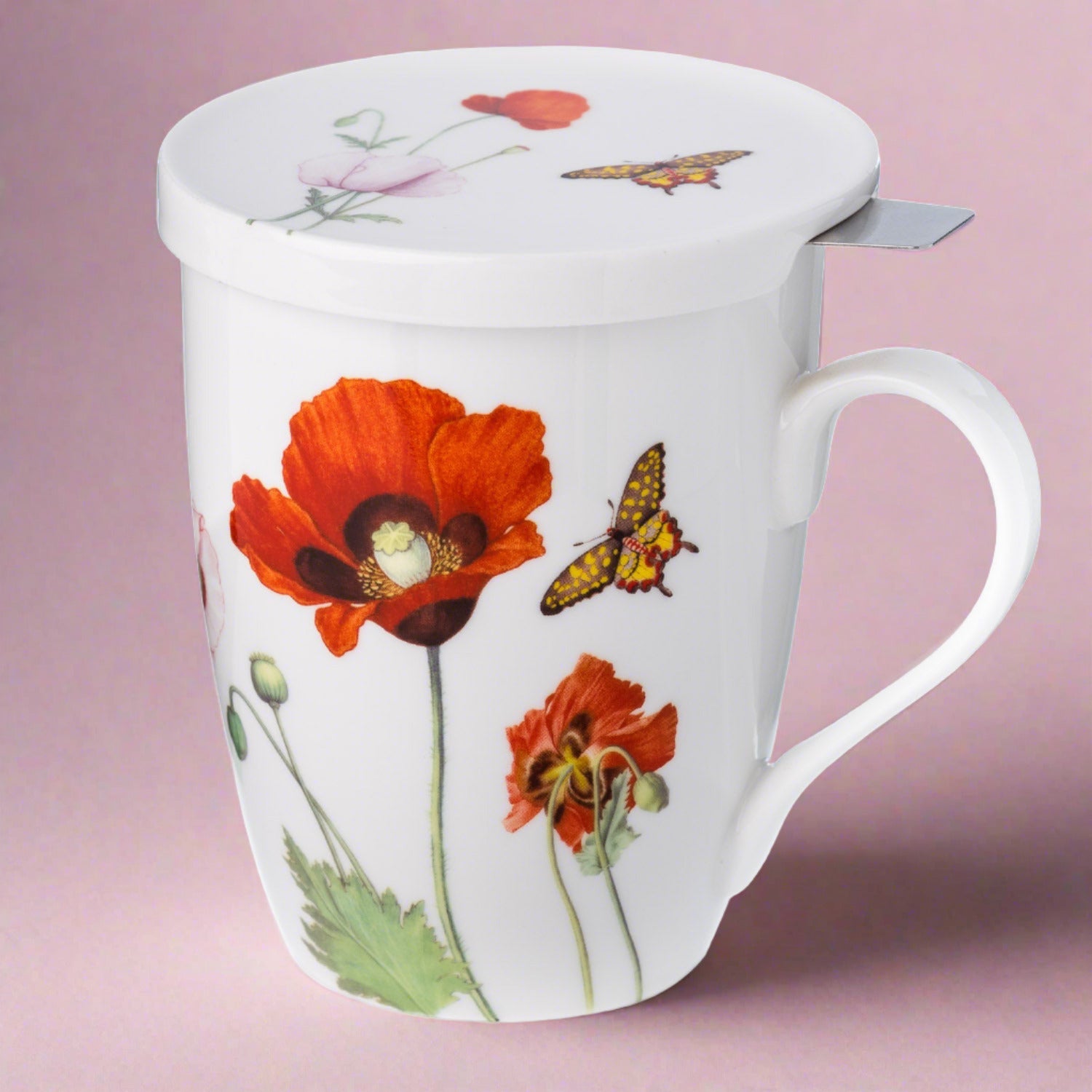 Coquelicots tasse à thé avec infuseur et couvercle