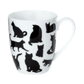 Cat Silhouette Latte mug in fine bone china, 12.5 oz (375 ml), front view, handle right