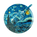 Vincent van Gogh Starry Night cake plate with matching server fine bone china McIntosh Mugs front view