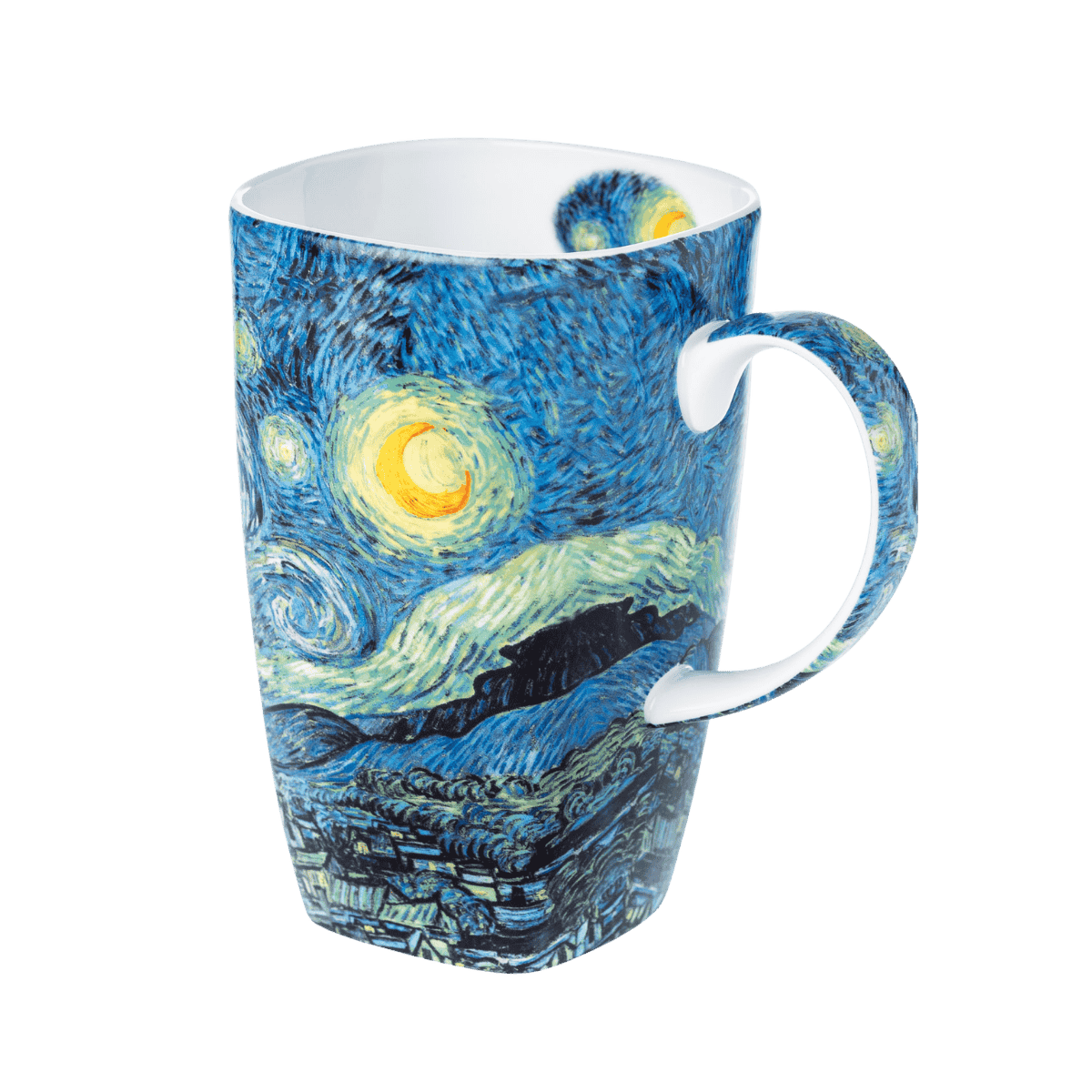 Van Gogh Starry Night Grande mug, 19.6 oz (580 ml) fine bone china mug, front view, handle right.