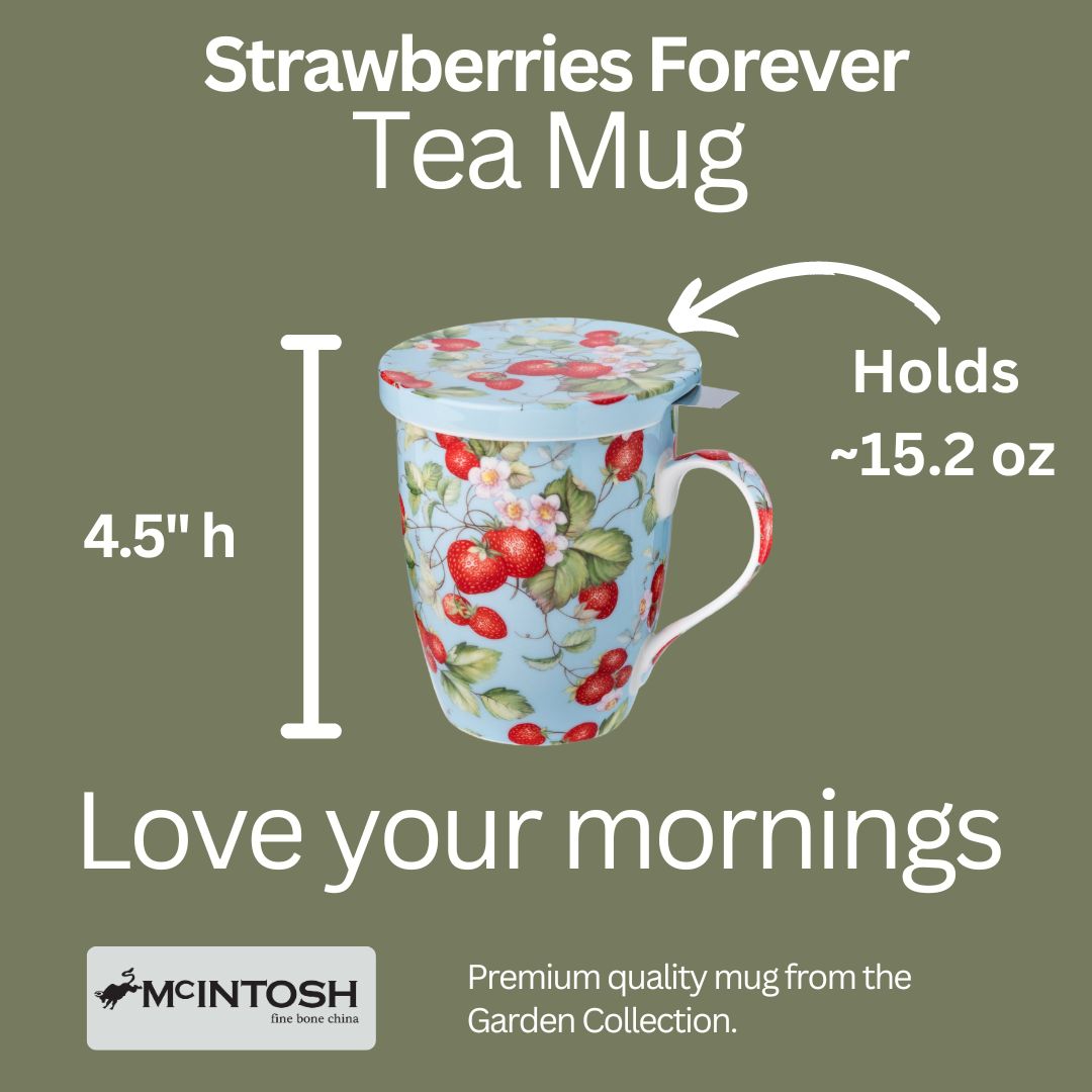 Fraises pour toujours tasse à thé avec infuseur et couvercle