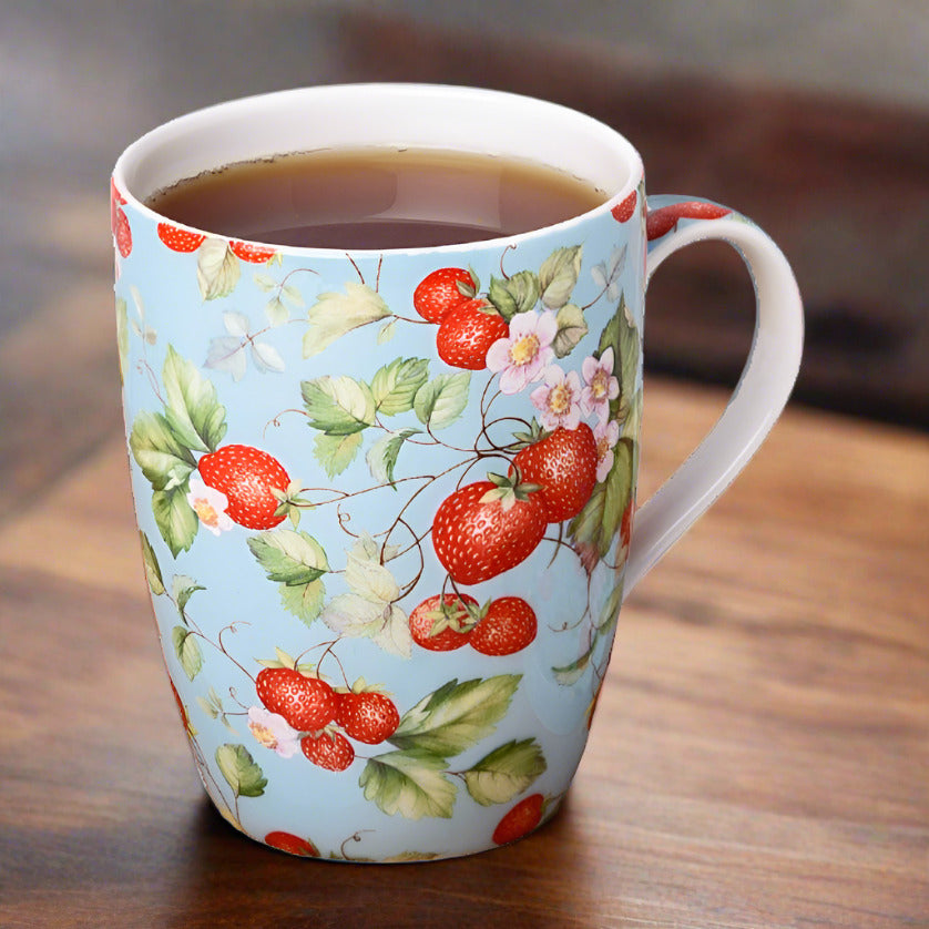 Fraises pour toujours tasse à thé avec infuseur et couvercle