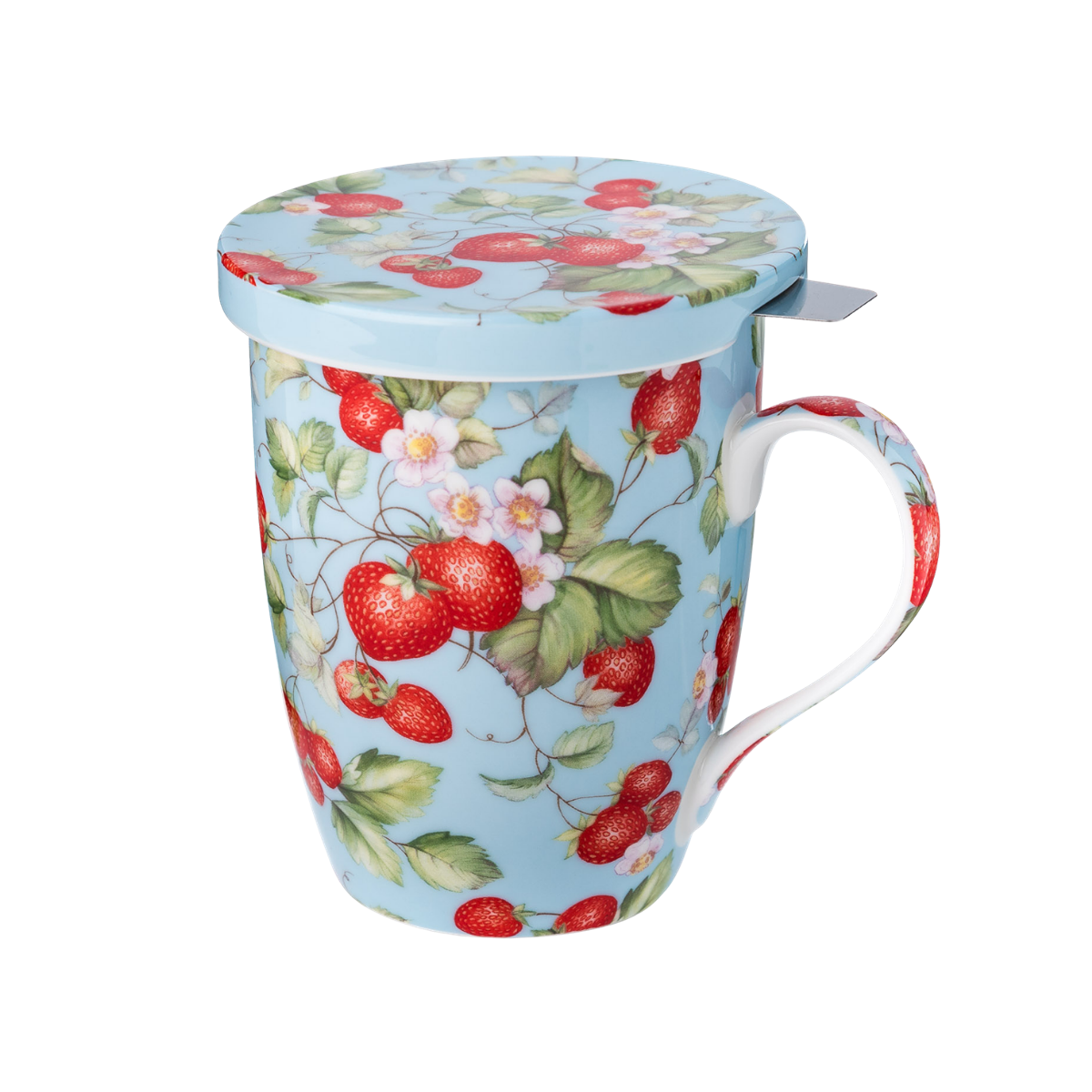 Fraises pour toujours tasse à thé avec infuseur et couvercle