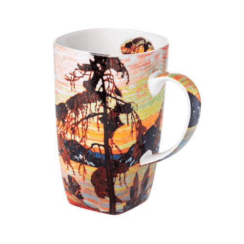 Jack Pine Tom Thomson Grande mug fine bone china 19.6 oz featuring iconic Canadian landscape painting, front view handle right