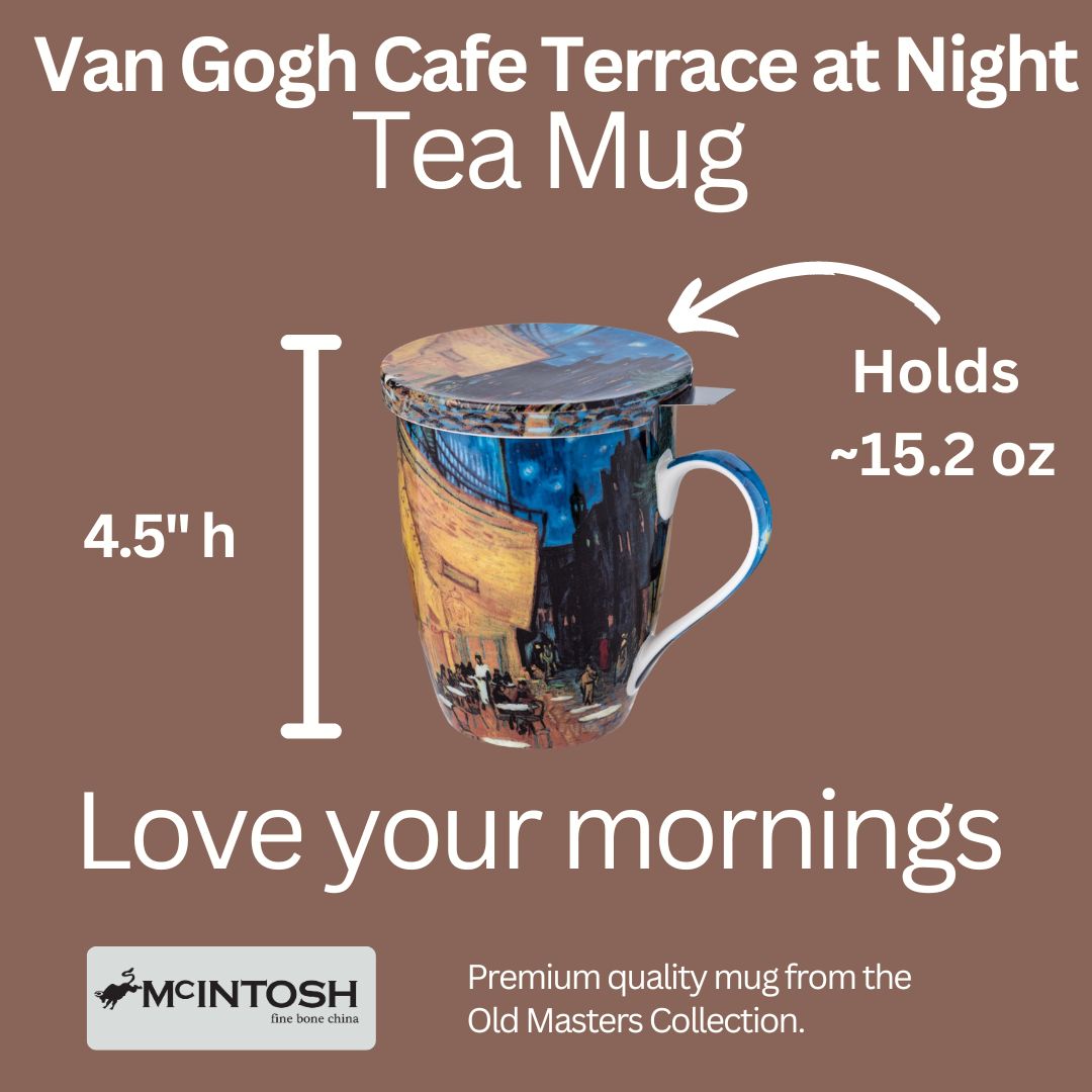 Van Gogh Cafe Terrace at Night Tasse à thé avec infuseur et couvercle