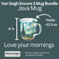 Wheatfield with Cypresses Java Mug size guide in fine bone china, 375 ml (12.5 oz) capacity, 4 in height