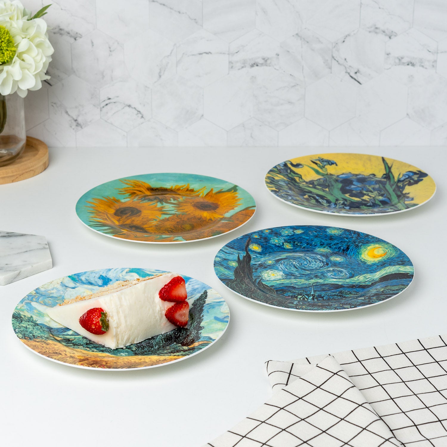 Van Gogh set of 4 Dessert Plates