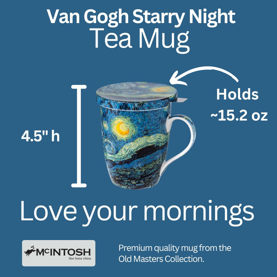 Tasse à thé Van Gogh Nuit étoilée avec infuseur et couvercle