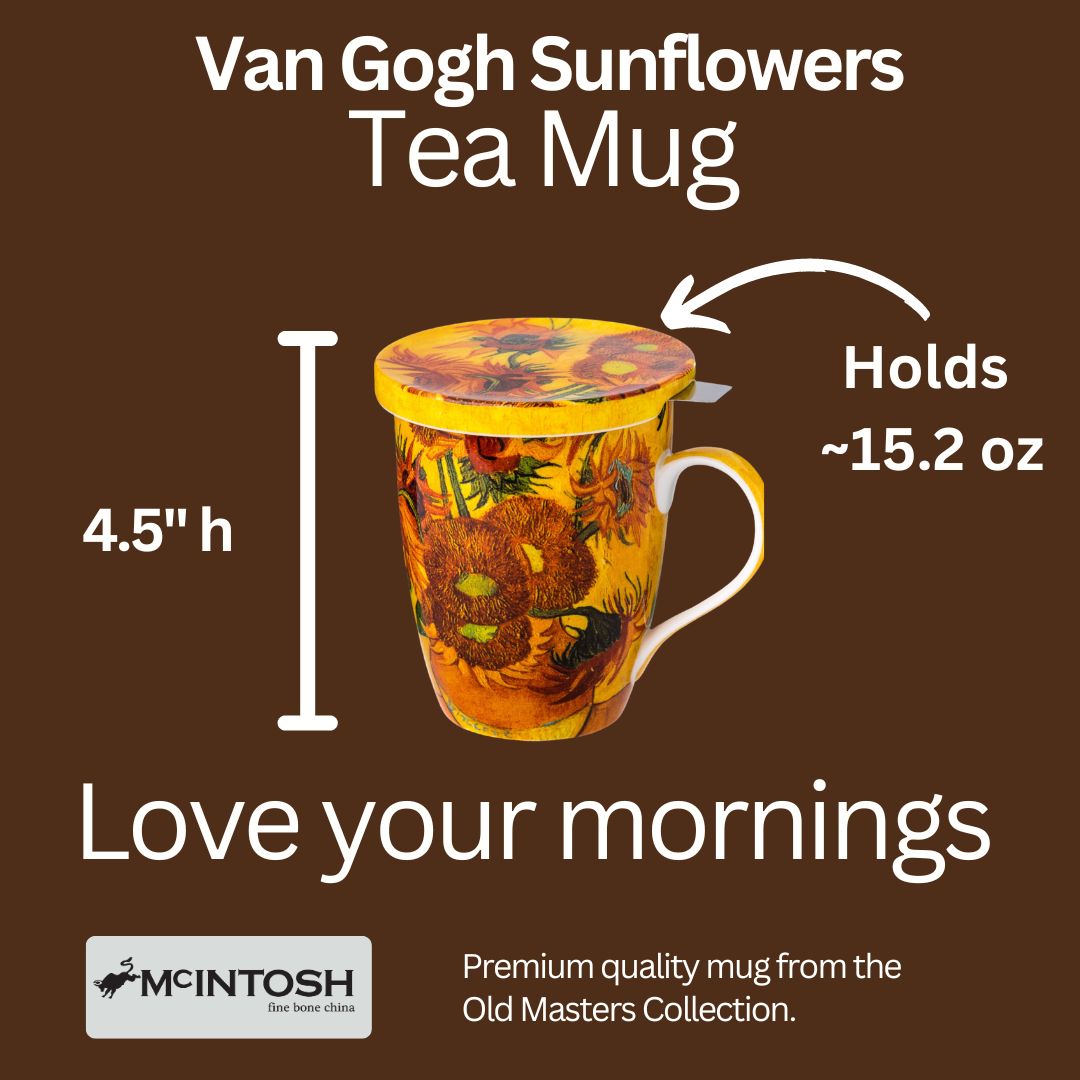 Tasse à thé Tournesols Van Gogh avec infuseur et couvercle