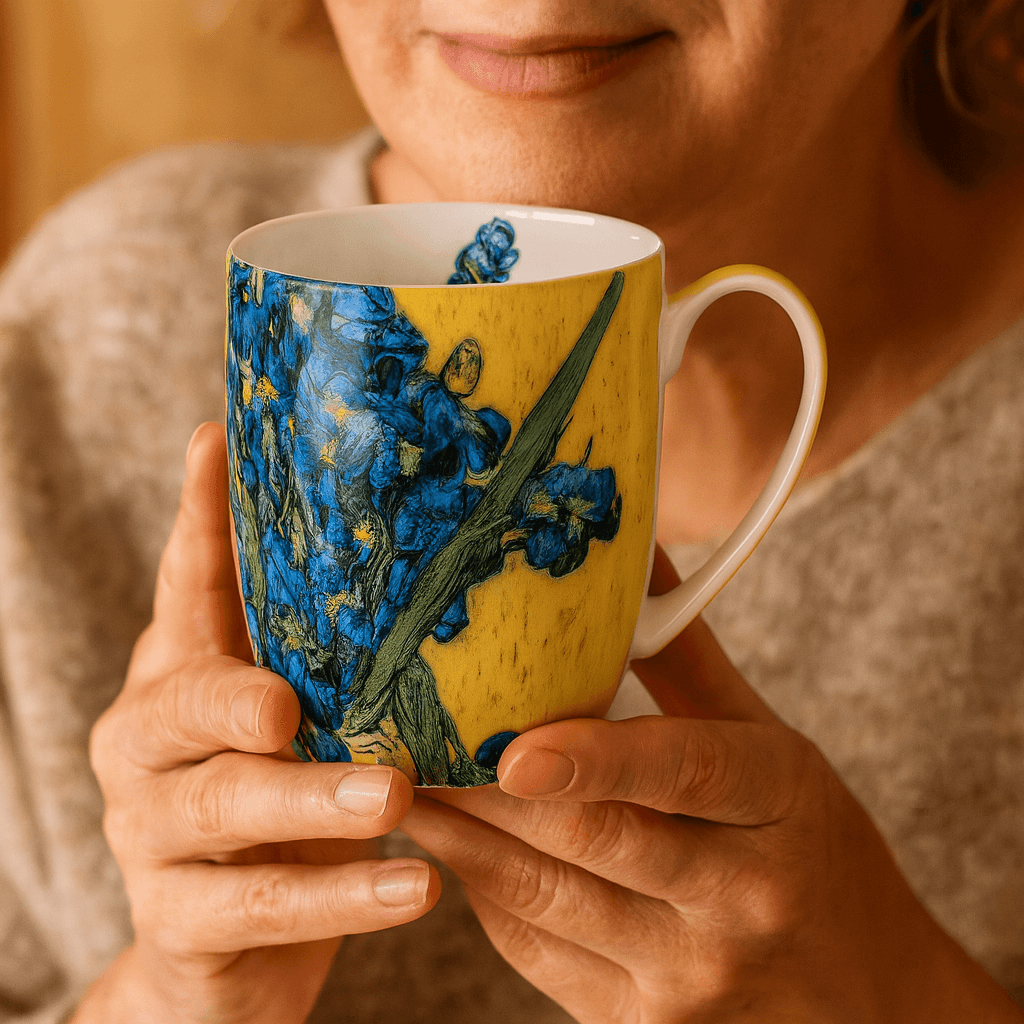 Irises by Vincent Van Gogh Latte mug in hand