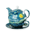 Vincent van Gogh Starry Night tea for one set with teapot cup and saucer, fine bone china tea set
