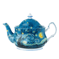 Vincent van Gogh Starry Night six cup fine bone china teapot with lid, front view, white background