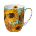 Sunflowers by Vincent Van Gogh Latte mug in fine bone china, 12.5 oz (375 ml), front view, handle right