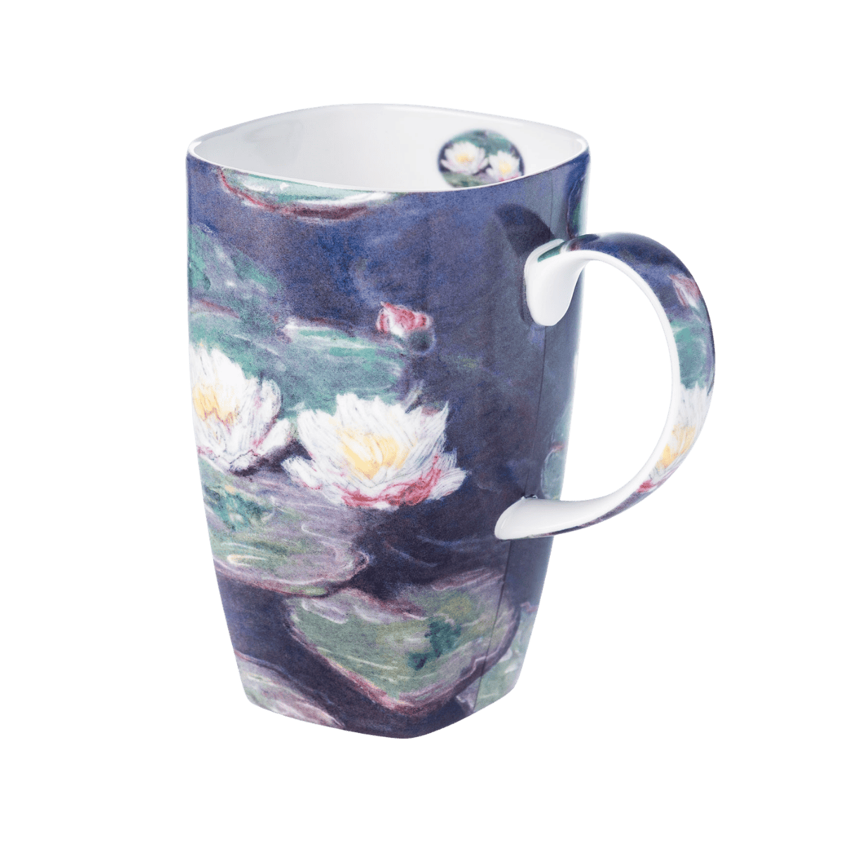 Monet Water Lilies Grande mug, 19.6 oz (580 ml) fine bone china mug, front view, handle right.