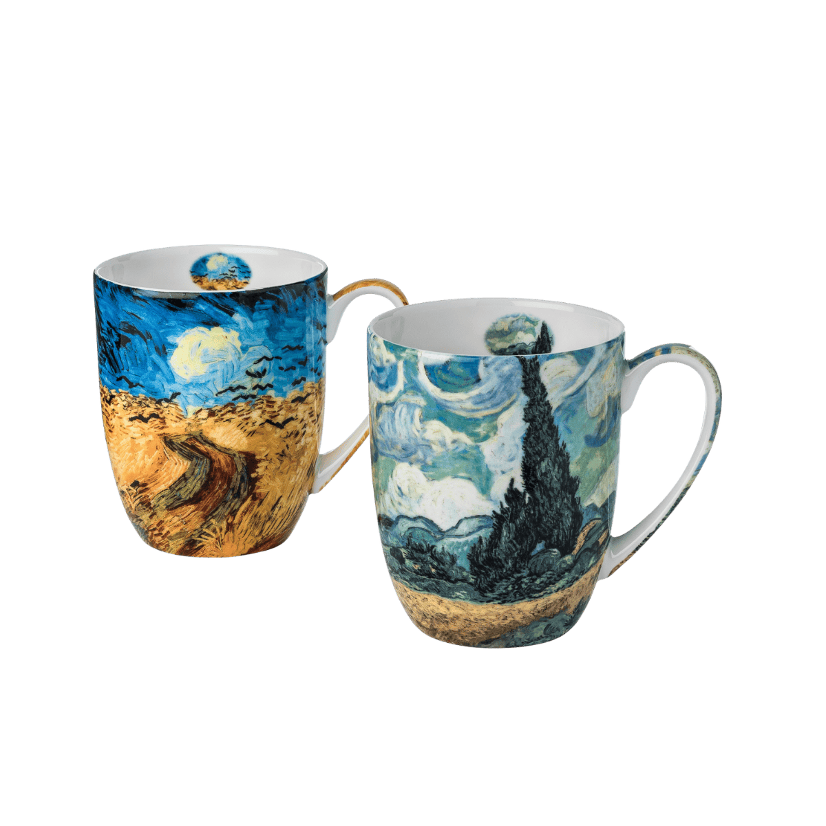 an Gogh Wheatfields mug pair fine bone china 12.5 oz (375 ml) McIntosh Mugs front view, handle right